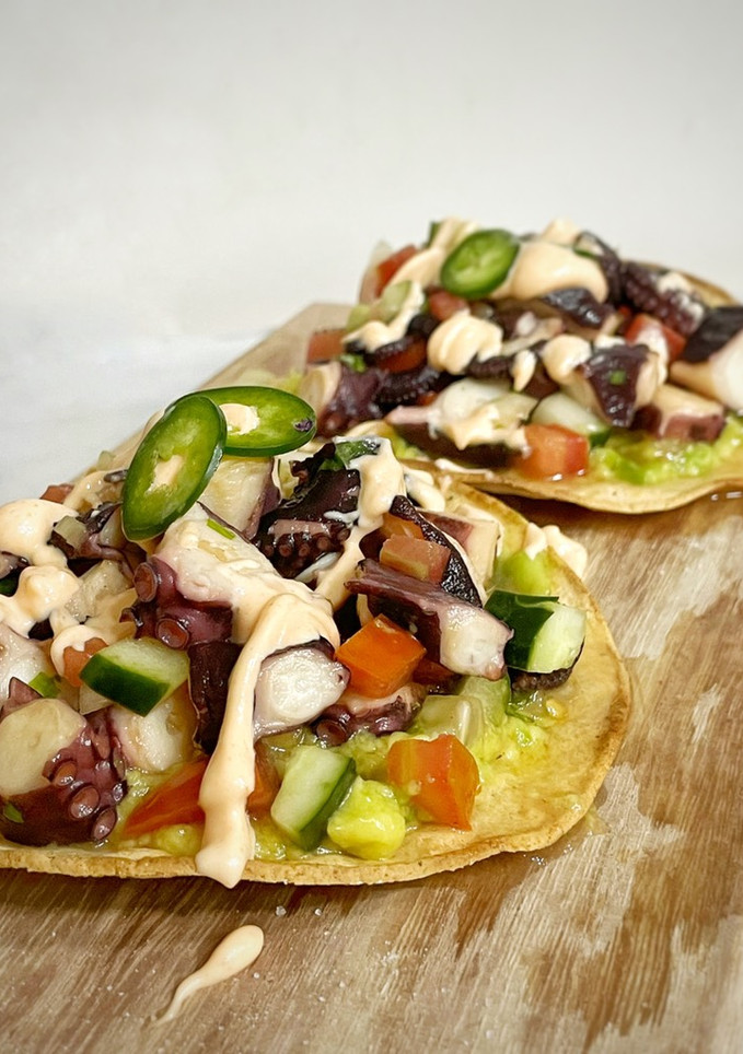 Una foto de Tostadas de ceviche de pulpo