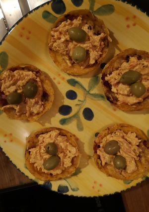 Une photo de Petits paniers.. gouda mimolette lardon de volaille