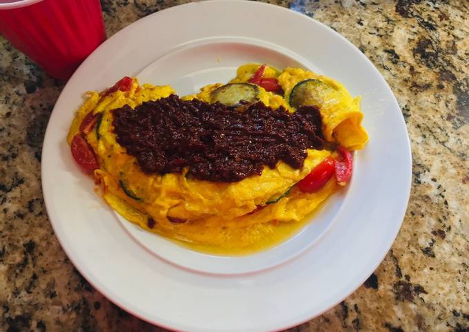 Simple Way to Make Any-night-of-the-week Pixian Zucchini Pepper Omelet