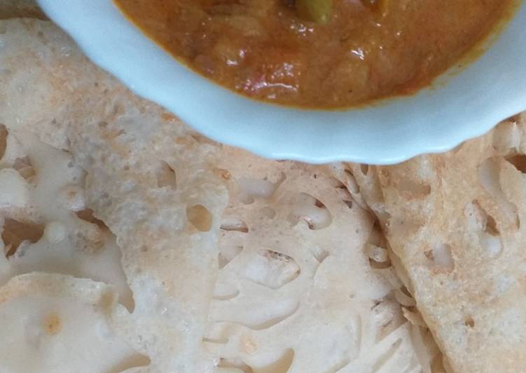 Simple Way to  Jallar Appam (net appam) With Chicken Curry