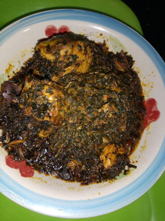 A picture of Bitter leaf sauce.