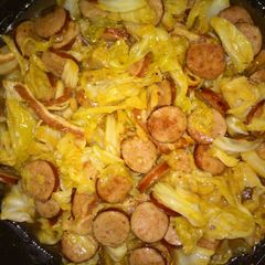 A picture of Smoked Sausage and Cabbage.