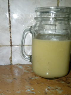 A picture of Banana Peanut butter smoothie.