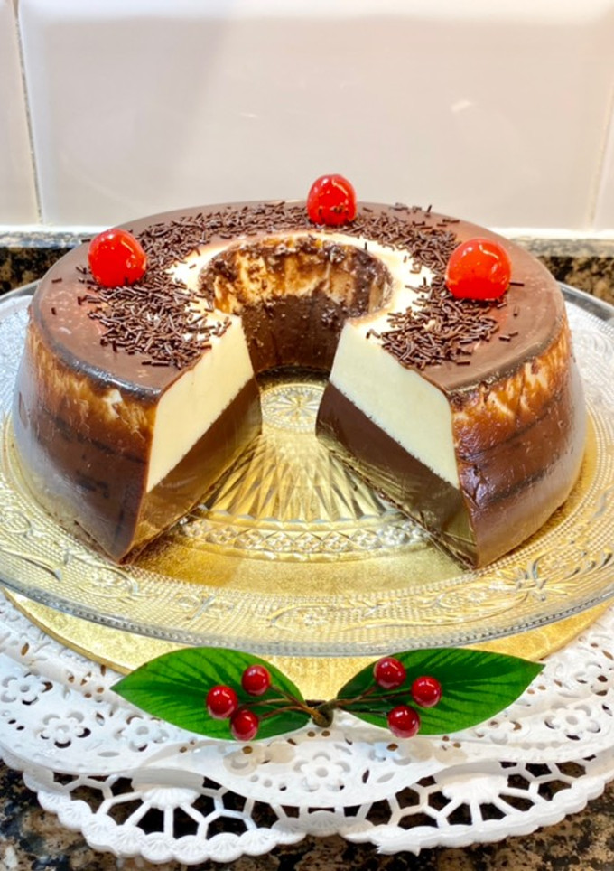 Una foto de Pudin de leche en polvo y chocolate, “sin glúten”