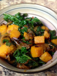 A picture of Kale with Squash And Onion.