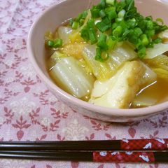 A picture of Delicious Simmered Chinese Cabbage and Atsuage with Thickened Sauce.
