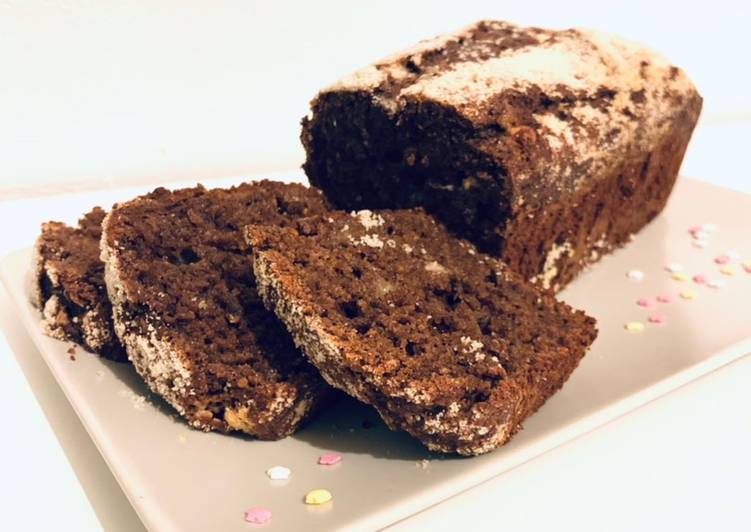 Voici la recette 🍫Banana bread aux deux chocolats🍌 parfait