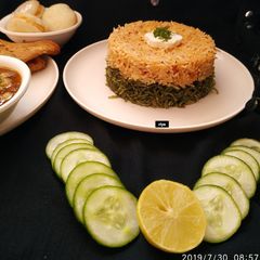 A picture of Baked palak paneer rice.