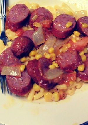 A picture of Sausage Mac & Cheese.