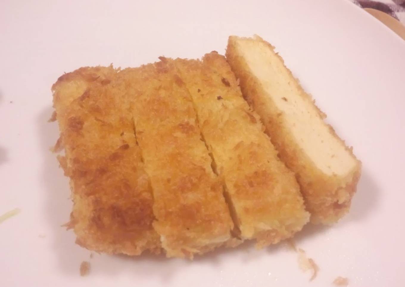 Non-Fry Meatless Tonkatsu using Frozen Tofu