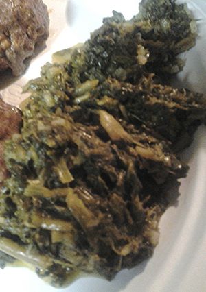 A picture of Spinach and onions.