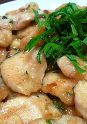 A picture of Stir-Fried Chicken Breast With Ume-Shiso Sauce.