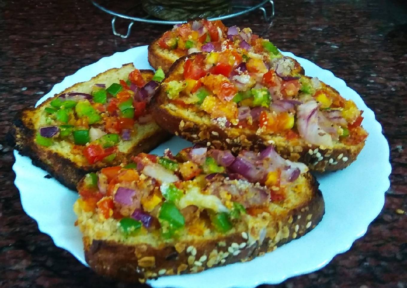 Homemade multigrain bread sooji pizza