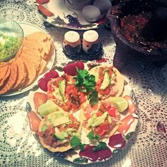 A picture of Norma's Tostadas (bean).