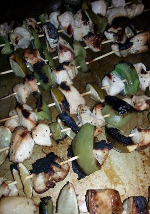 A picture of Grilled cilantro lime chicken kabobs.