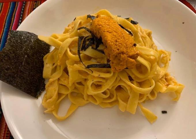 Fettuccini with uni-cream sauce