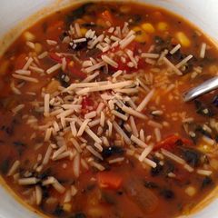 A picture of polka dot soup.