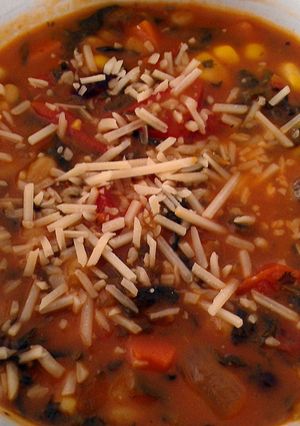 A picture of polka dot soup.