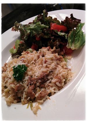 A picture of Pineapple Artichoke & Sausage Risotto.