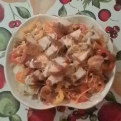 A picture of Raspberry Margarita Chicken Salad with Garlic Parmesan Croutons.