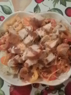 A picture of Raspberry Margarita Chicken Salad with Garlic Parmesan Croutons.
