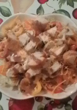 A picture of Raspberry Margarita Chicken Salad with Garlic Parmesan Croutons.