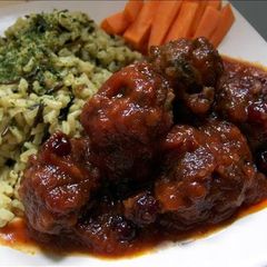 A picture of Slow cooker Cranberry Chili Meatballs.