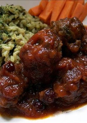 A picture of Slow cooker Cranberry Chili Meatballs.