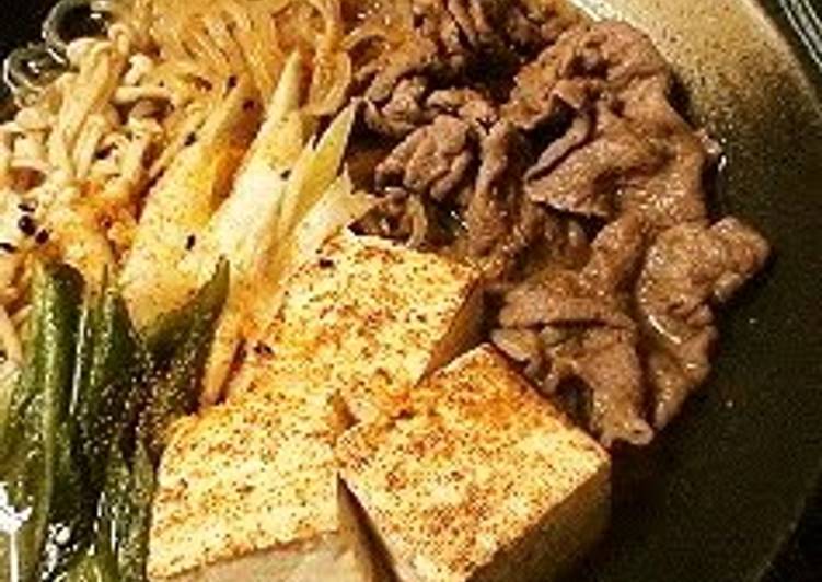 Steps to Cook Speedy My Family&#39;s Sukiyaki-style Meat and Tofu