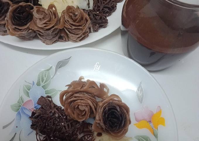 Cara Gampang Membuat Roti Jala Coklat Bunga-Bunga Cinta Fy 🌹🌹🌹 Anti Gagal