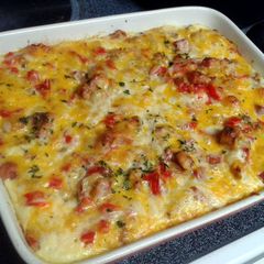 A picture of Cheese and ham strata.