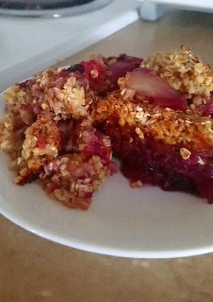 Une photo de Croustade pommes framboises sans farine