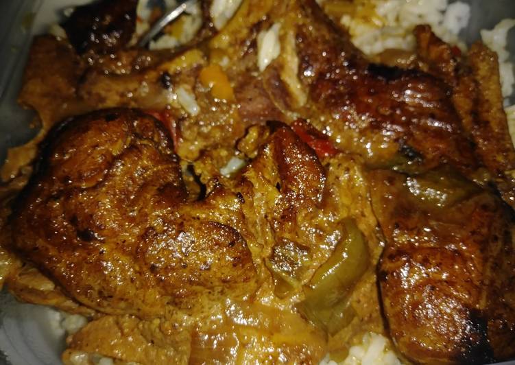 Recipe of Any-night-of-the-week Smothered pork steaks n gravy w/ rice