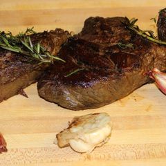 A picture of 72 Hour Short Ribs with Potato Rosti and Port Wine Sauce.