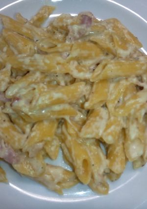 Gluténmentes penne carbonara recept fotója