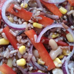 A picture of Vickys Mixed Bean & Wild Rice Salad.