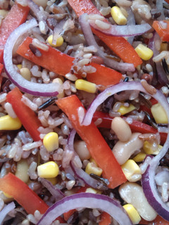A picture of Vickys Mixed Bean & Wild Rice Salad.