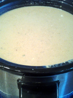 A picture of Crockpot potato broccoli soup.