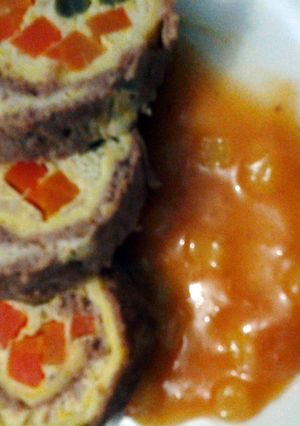 A picture of beef tofu rolade.