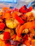 Polpette di tacchino e pollo con i peperoni