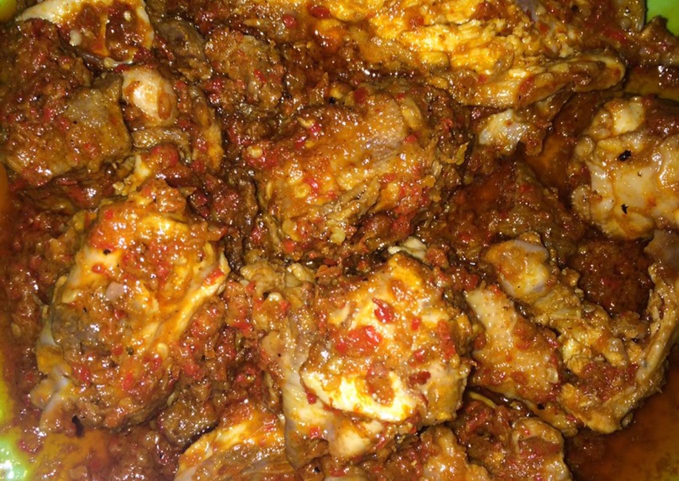 Daging dan Balungan ayam balado mercon