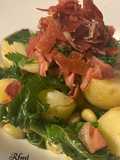 Crispy Serrano Ham with Kale and Broad Beans