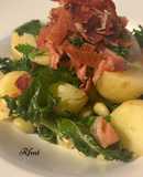 Crispy Serrano Ham with Kale and Broad Beans