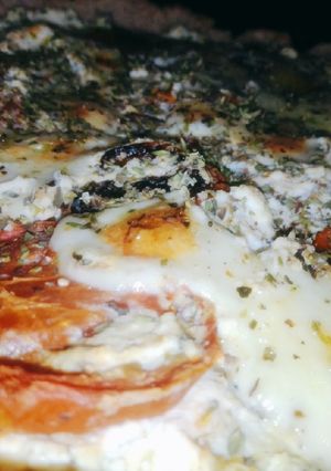 Una foto de Tarta de ricota, queso y tomates al horno 😊