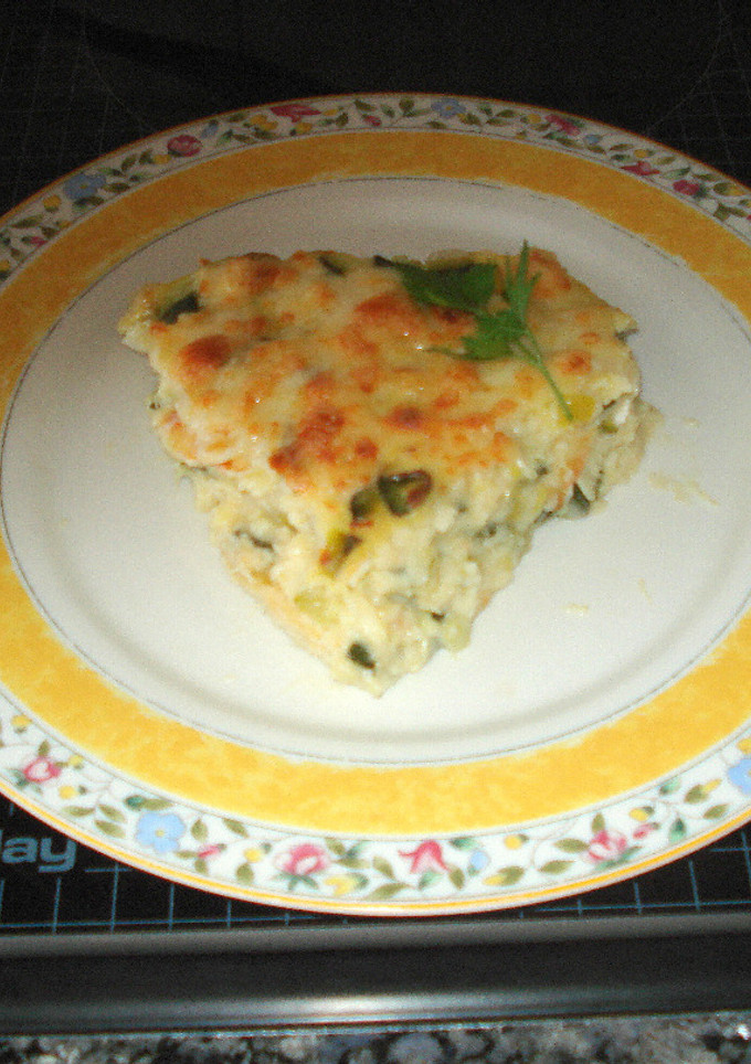 Una foto de Pastel de zapallitos y bacalao