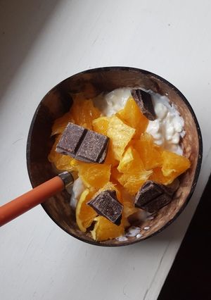 Une photo de Cottage cheese à l'orange et au chocolat