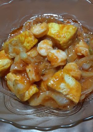 Foto resep Udang tahu asam manis