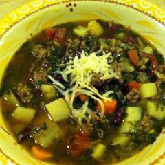 A picture of Hearty beef soup.