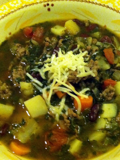 A picture of Hearty beef soup.
