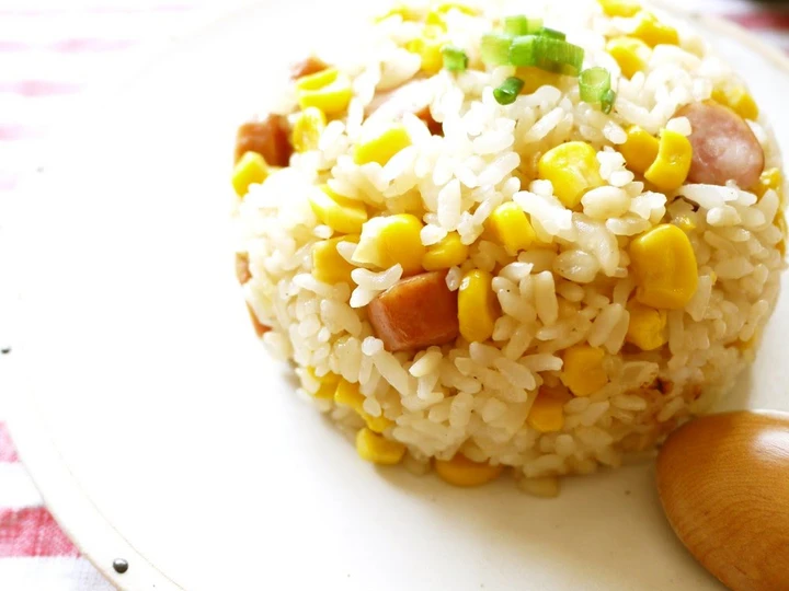 Recipe Corn and Sausage Fried Rice with Butter Soy Sauce the Delicious Makes you drool